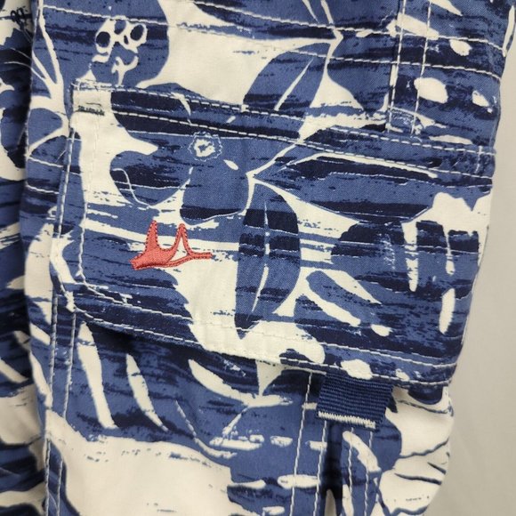 Mantaray Men's Swim Trunk Cargo Shorts Drawstring Hawaiian Print Lined Size XXL - Picture 2 of 7